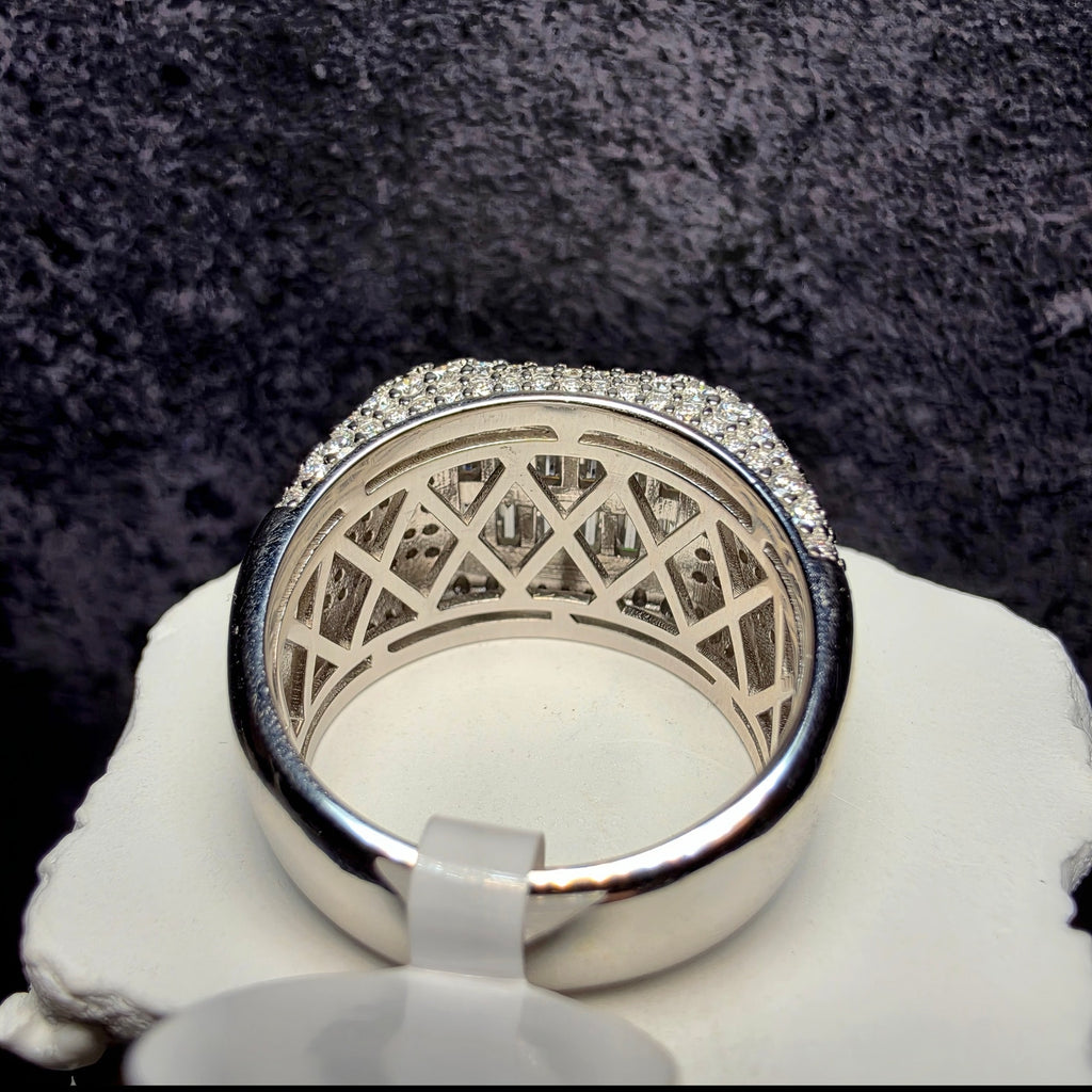 4.81 CTW Baguette Moissanite Men's Statement Ring Solid 925 Silver Size 12 GRA