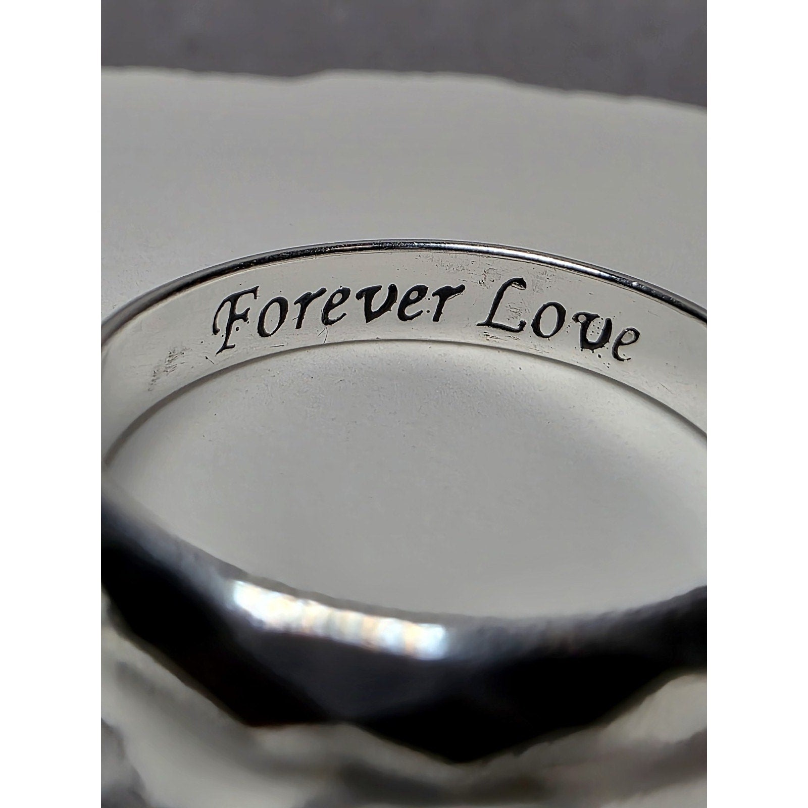 S7 Diamond Cut Solid 925 Sterling Silver Ring Engraved Forever Love