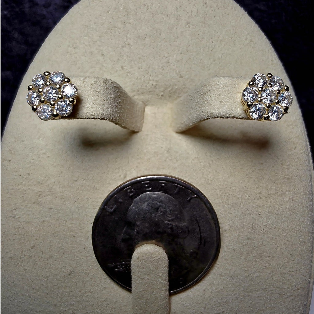 0.94ctw Moissanite Flower Cluster Stud Earrings Gold Over 925 Silver 8mm