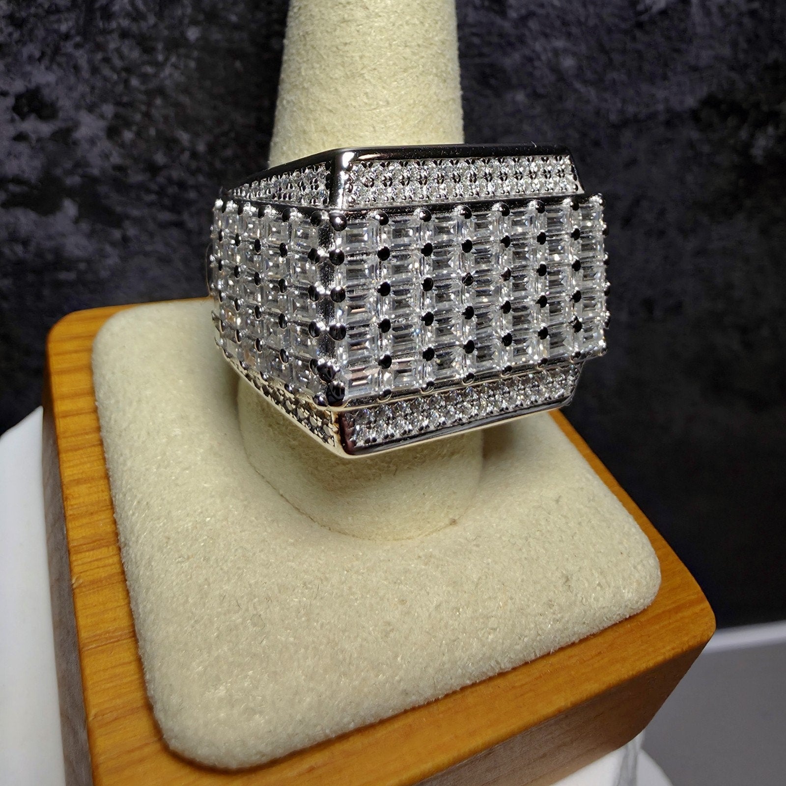 10.64ctw Moissanite Men's Statement Ring - 925 Silver (Size 11) GRA Certified