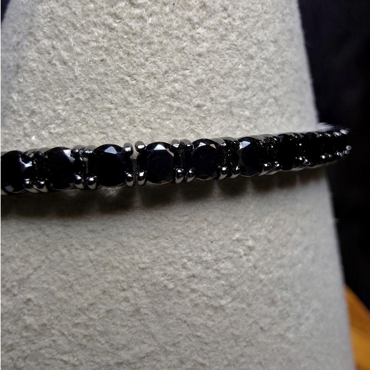 7" 3.3mm Blacked Out Onyx Sterling Silver Tennis Bracelet