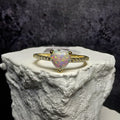Heart-Cut White Opal & Accent Stones Ring (Size 7.5) Gold Over 925 Silver
