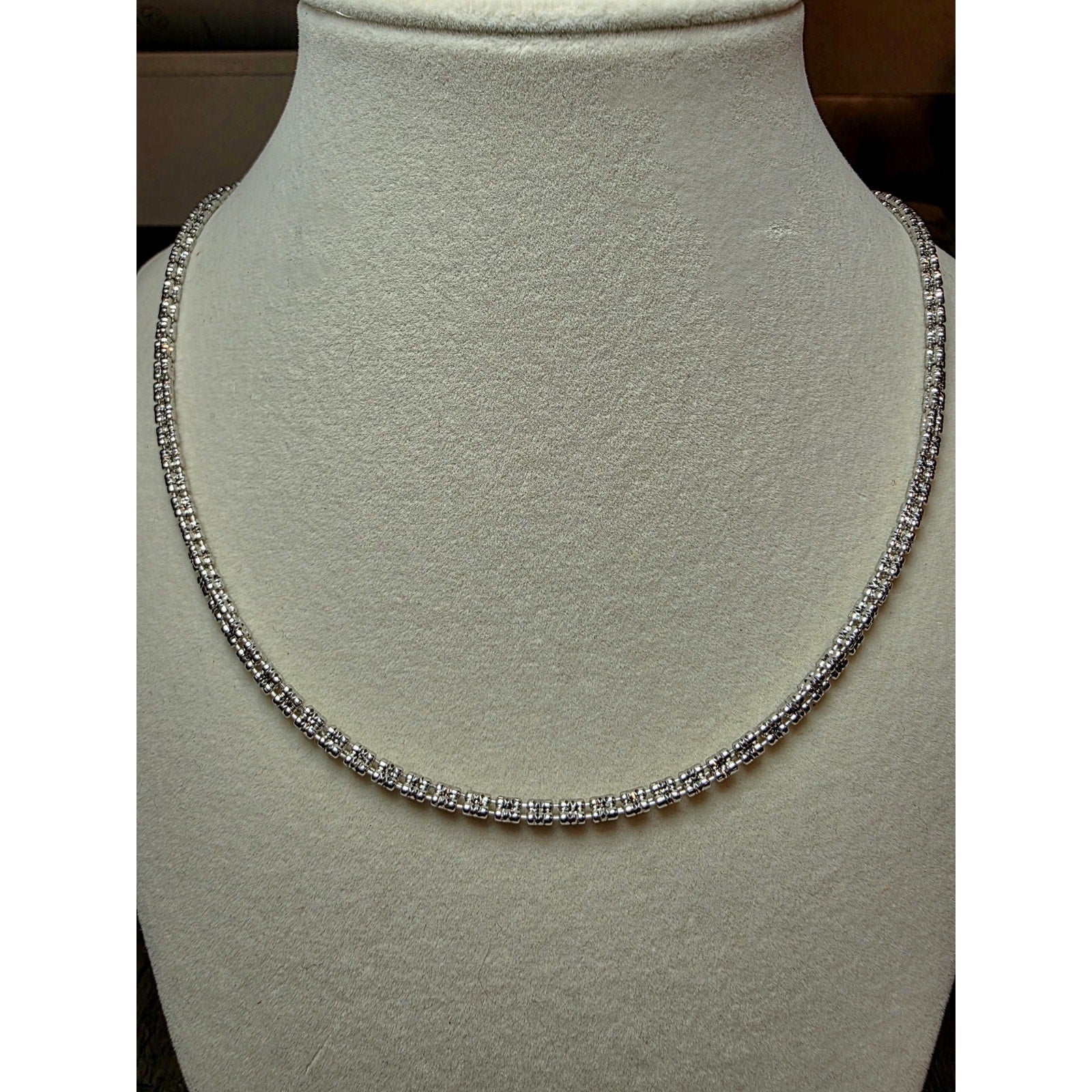 24" 3.2mm Ice Barrel 3-Line Diamond Cut w/Rhodium Finish 925 Sterling Silver