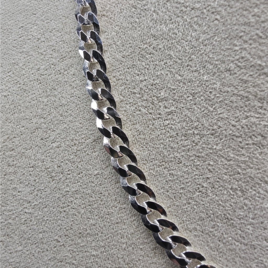 22" Flat Cuban Curb Chain 4.3mm 925 Sterling Silver 10g