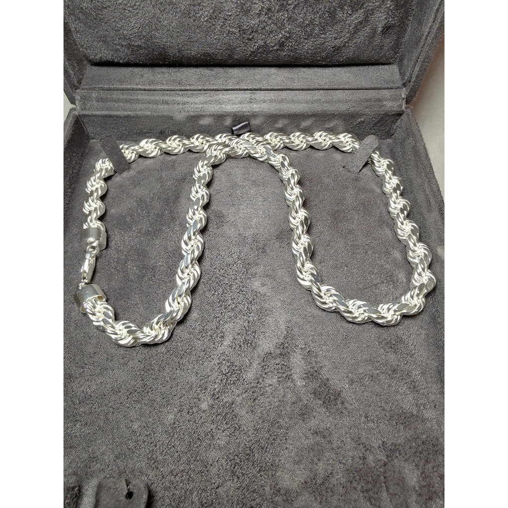 24" 10.1mm 91g Diamond Cut Rope Chain Solid 925 Sterling Silver w/Velvet Box