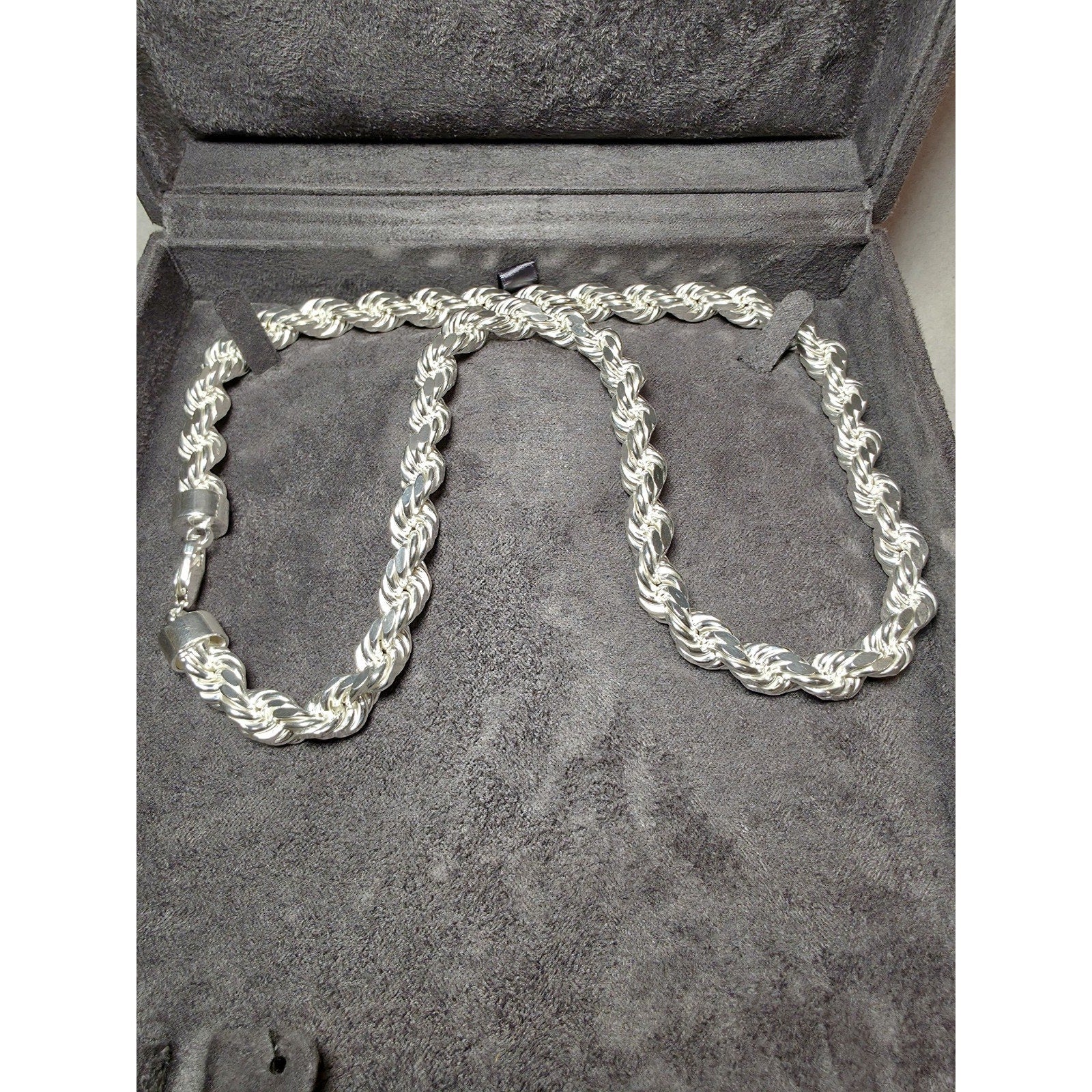 24" 10.1mm 91g Diamond Cut Rope Chain Solid 925 Sterling Silver w/Velvet Box