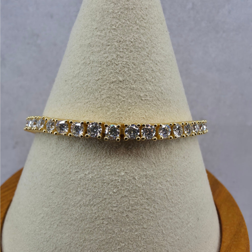 7.5" 3.5mm Moissanite Tennis Bracelet Gold Plated 925 Silver - GRA Certified