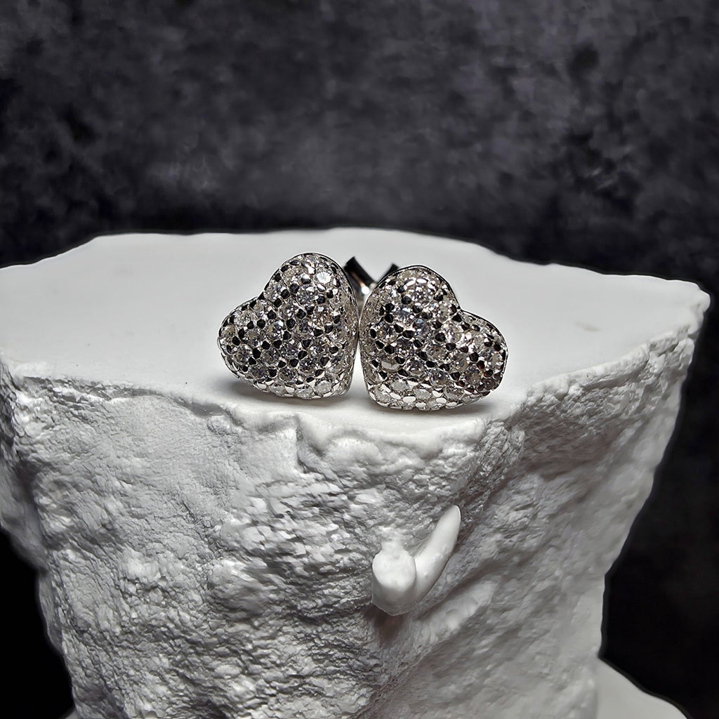 0.42 CTW Pavé Moissanite Heart Stud Earrings in 925 Sterling Silver
