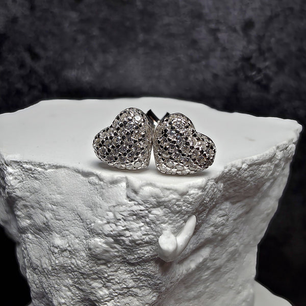 0.42 CTW Pavé Moissanite Heart Stud Earrings in 925 Sterling Silver