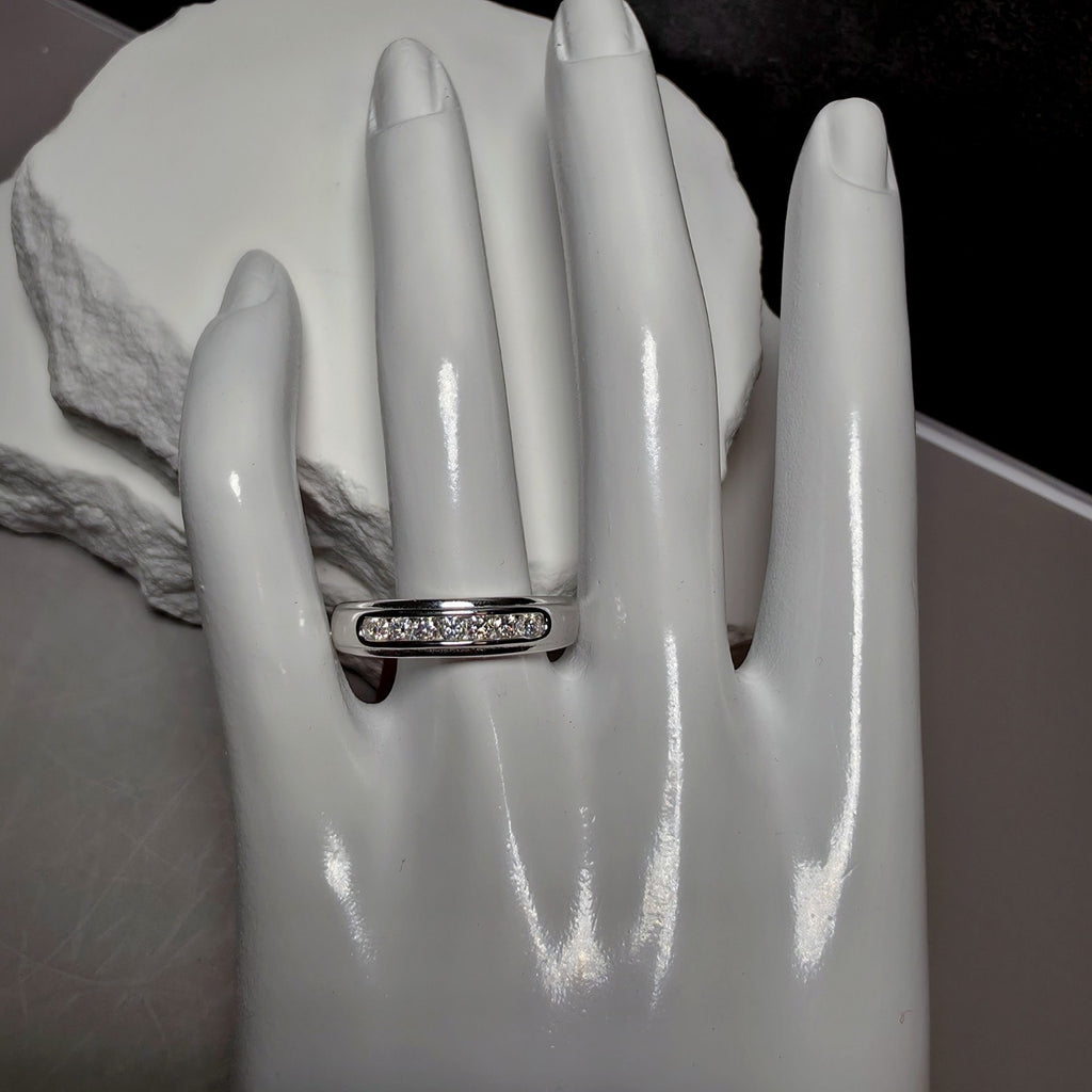 0.75 CTW Moissanite Channel-Set Band Ring, Size 12, 925 Sterling Silver