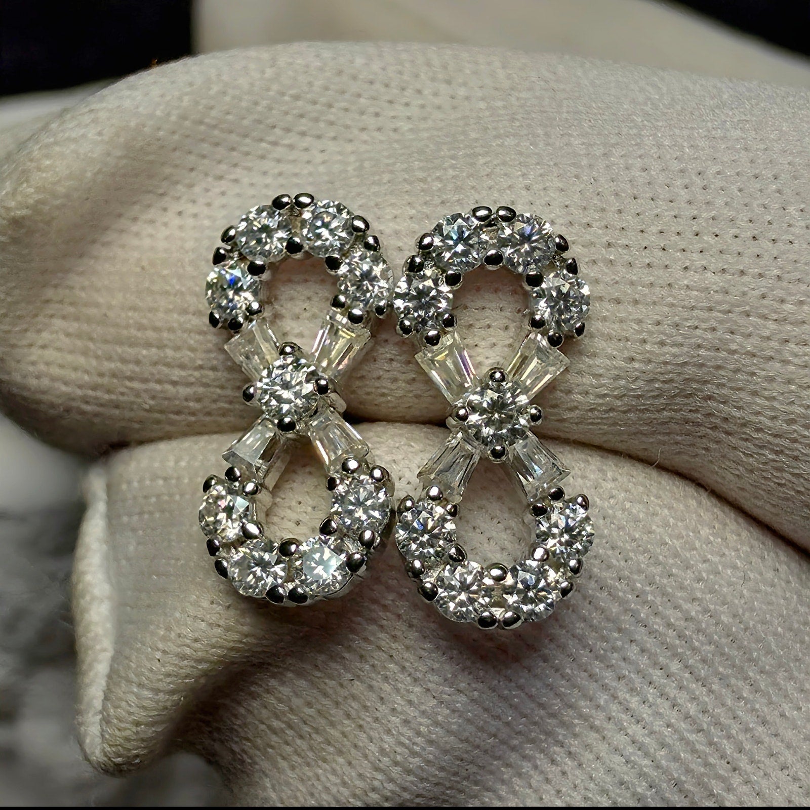 0.50 CTW Moissanite Infinity Stud Earrings in 925 Sterling Silver