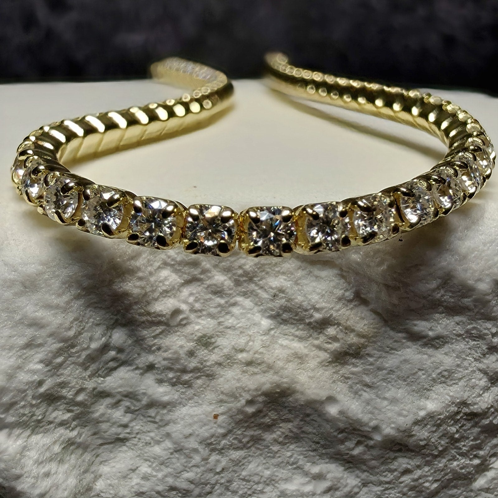 2.6ctw D VVS Moissanite Tennis Bracelet Gold Over 925 Sterling Silver 7" 2mm GRA