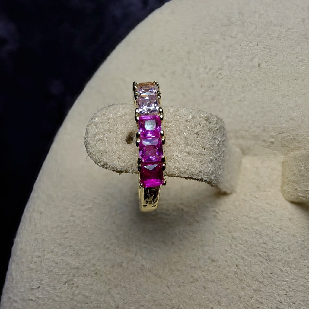 Gradient Multi-Color Cubic Zirconia Huggies in Gold-Plated Sterling Silver