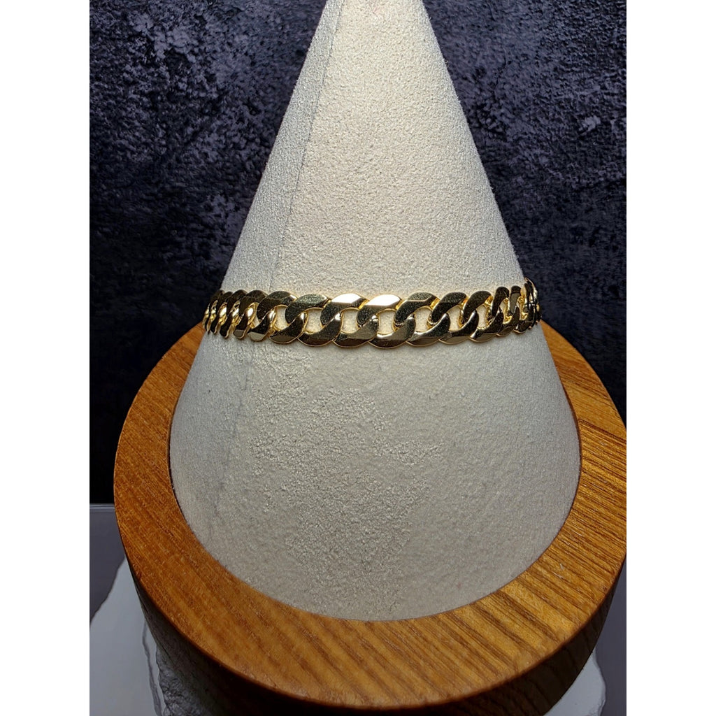 8" 6.6mm Cuban Curb Bracelet 8.74g Gold Over 925 Sterling Silver