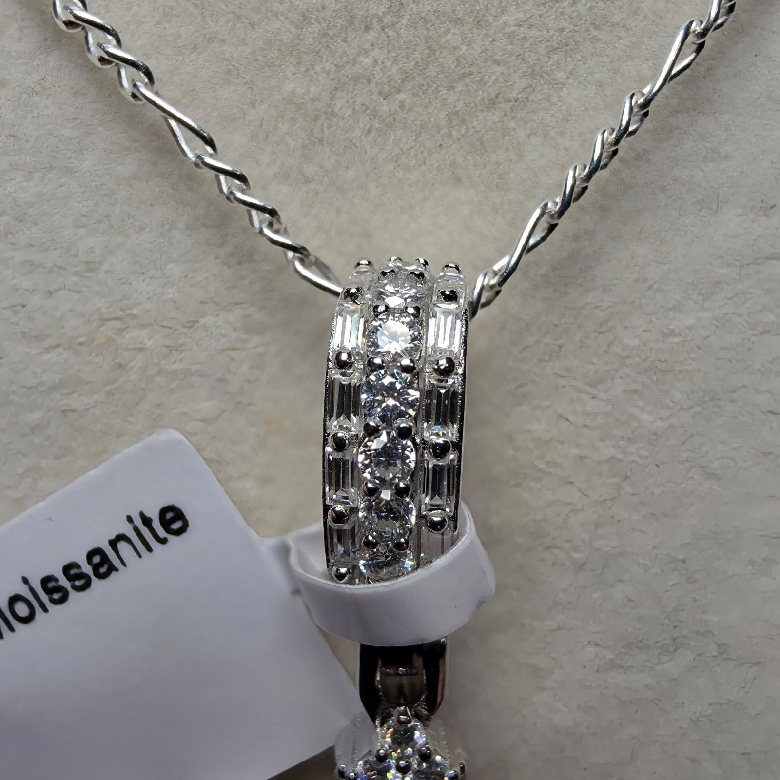 2.2CTW Moissanite Cross Pendant in 925 Sterling Silver | 24" 2mm Figaro Necklace