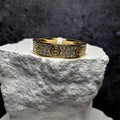 0.71 CTW Moissanite Pavé & Screw Motif Band Ring - Gold Over Silver Size 8