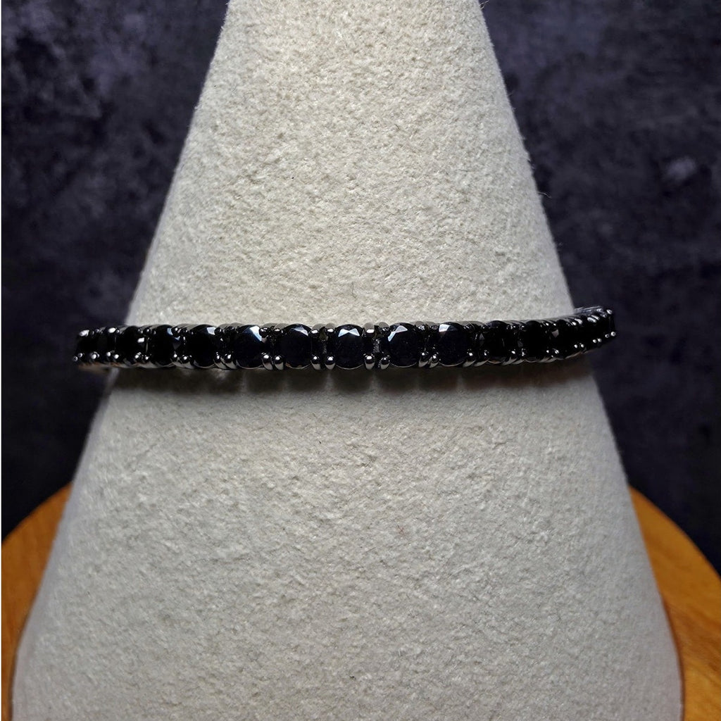 7" 3.3mm Blacked Out Onyx Sterling Silver Tennis Bracelet