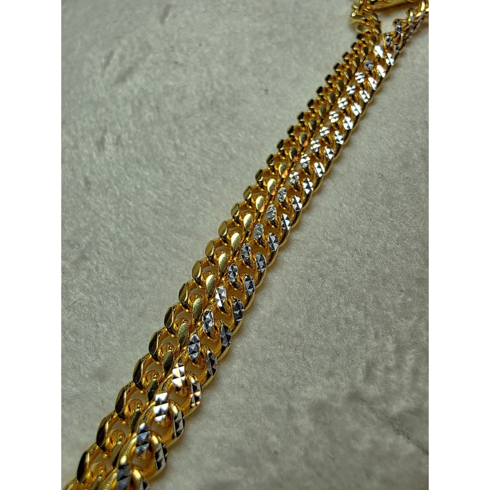 8" 4mm Two-Tone Diamond Cut Miami Cuban Bracelet w/Box Clasp 925 Sterling Silver
