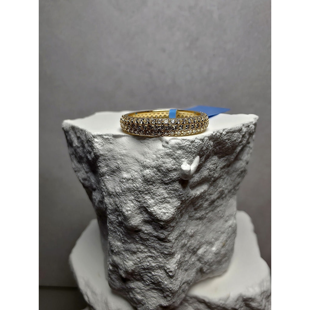 S7 3-Row 1.15Ctw Moissanite Gold Eternity Band VVSD 925 Sterling Silver w/GRA