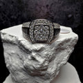 2.00 CTW Moissanite Cushion Halo Men's Ring 925 Sterling Silver Size 11