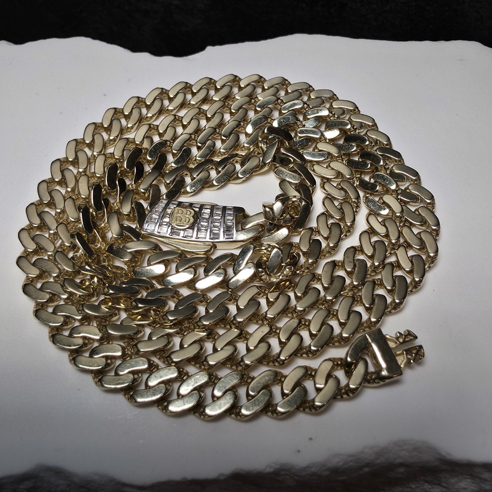 10K Solid Yellow Gold 6.1mm Monaco Cuban Chain (22") w/Iced-Out Coffin Lock