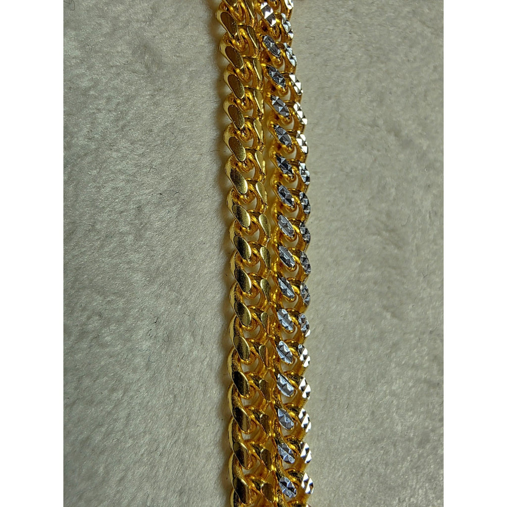 8" 4mm Two-Tone Diamond Cut Miami Cuban Bracelet w/Box Clasp 925 Sterling Silver