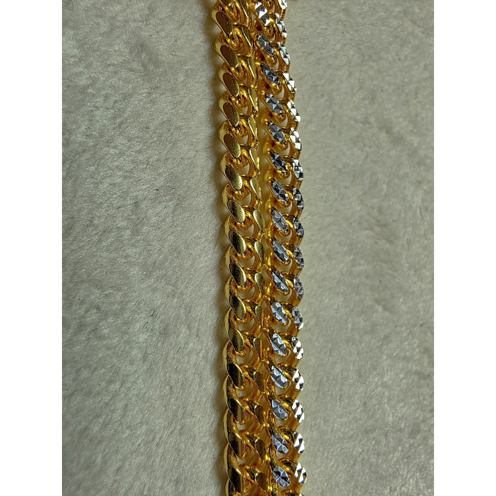8" 4mm Two-Tone Diamond Cut Miami Cuban Bracelet w/Box Clasp 925 Sterling Silver