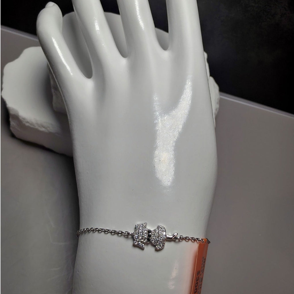 1.0ctw Moissanite Dog & Paw Charm Bracelet 6.5-7.5" Adjustable 925 Sterling...