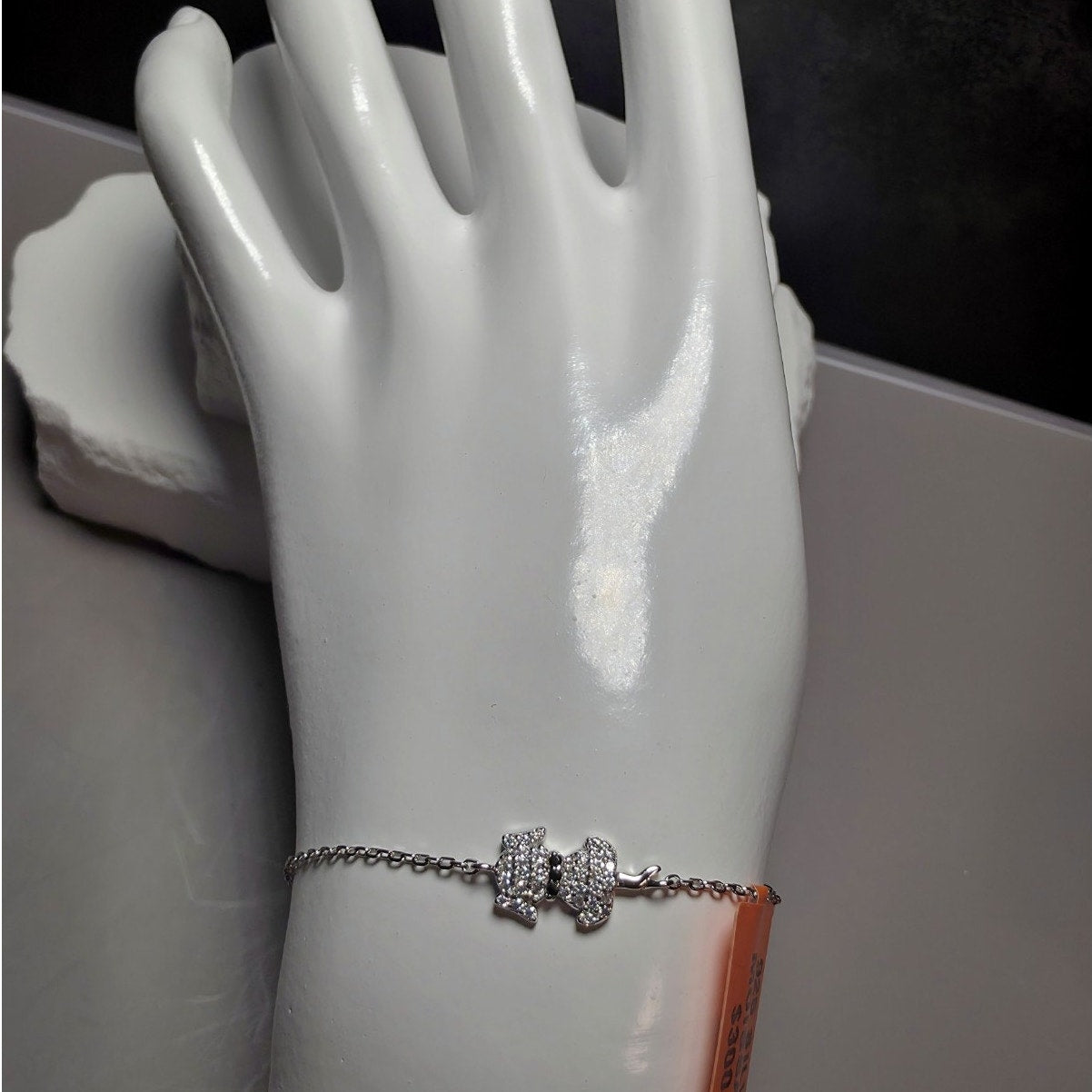 1.0ctw Moissanite Dog & Paw Charm Bracelet 6.5-7.5" Adjustable 925 Sterling...