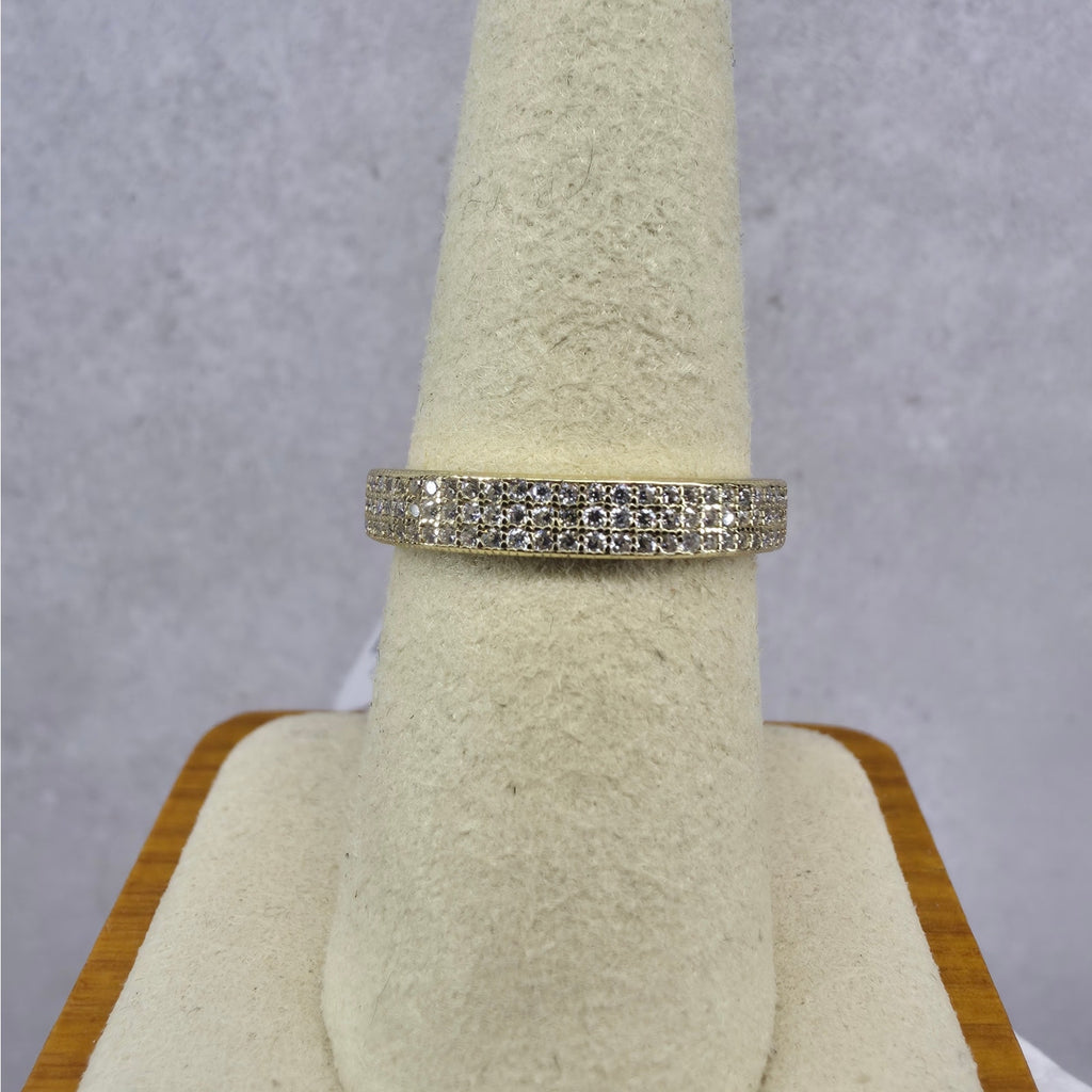 Size 8 0.88ctw Moissanite Triple-Row Full Eternity Ring Gold Plated Silver