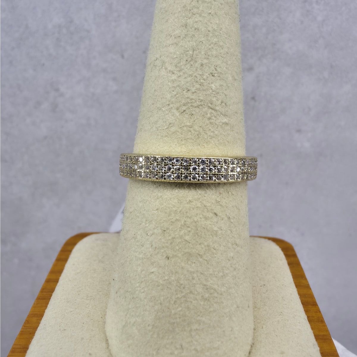 Size 8 0.88ctw Moissanite Triple-Row Full Eternity Ring Gold Plated Silver