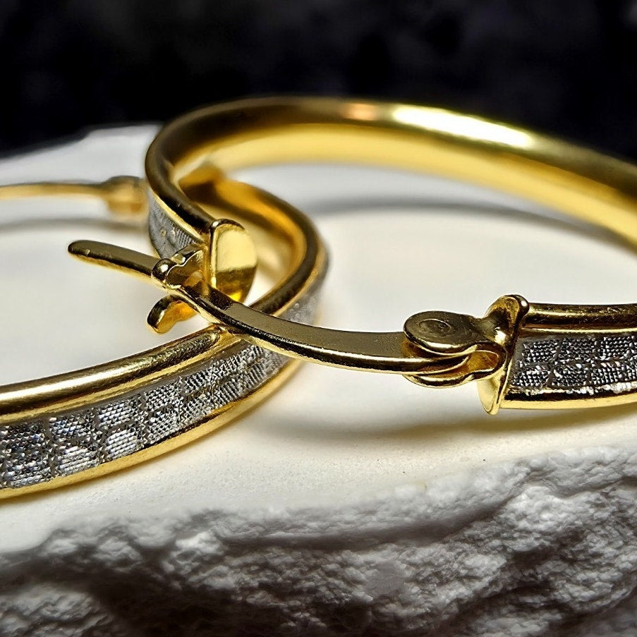 Crystal Dust Pave Hoop Earrings Gold Plated 925 Sterling Silver