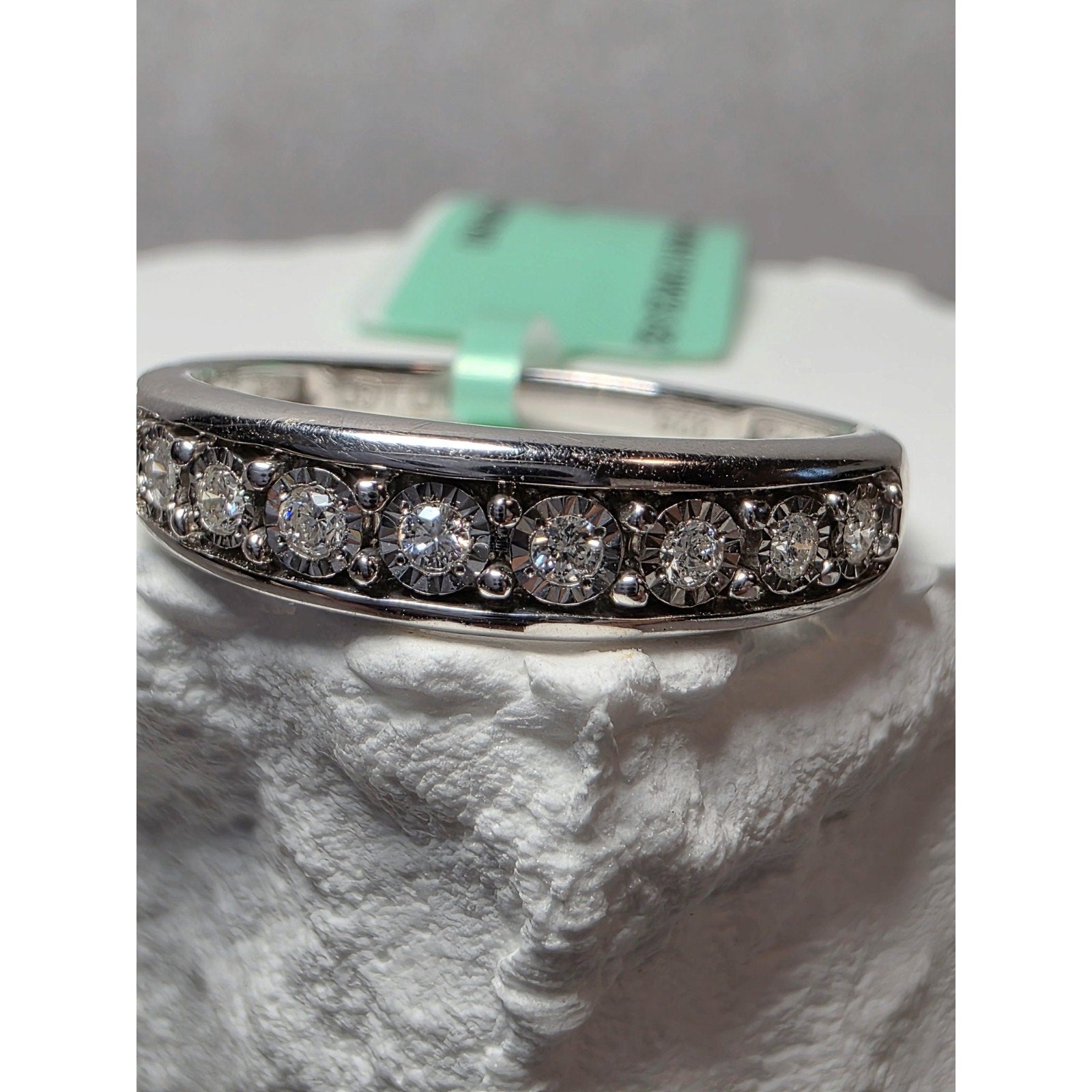 S7 0.10ctw Diamond Half Eternity Ring 925 Sterling Silver Lab Created