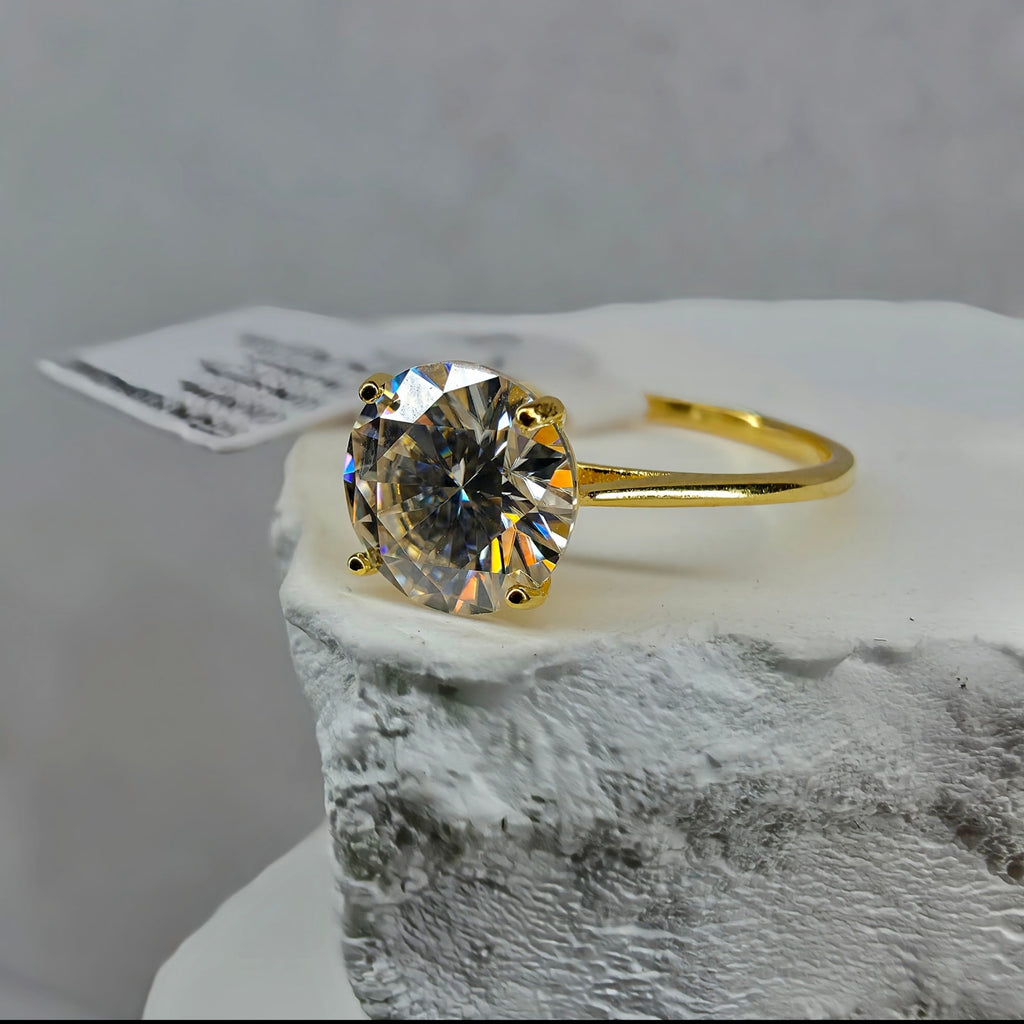 Sz 6 1.2ct 7mm D VVS Moissanite Solitaire Ring Gold over 925 Sterling Silver