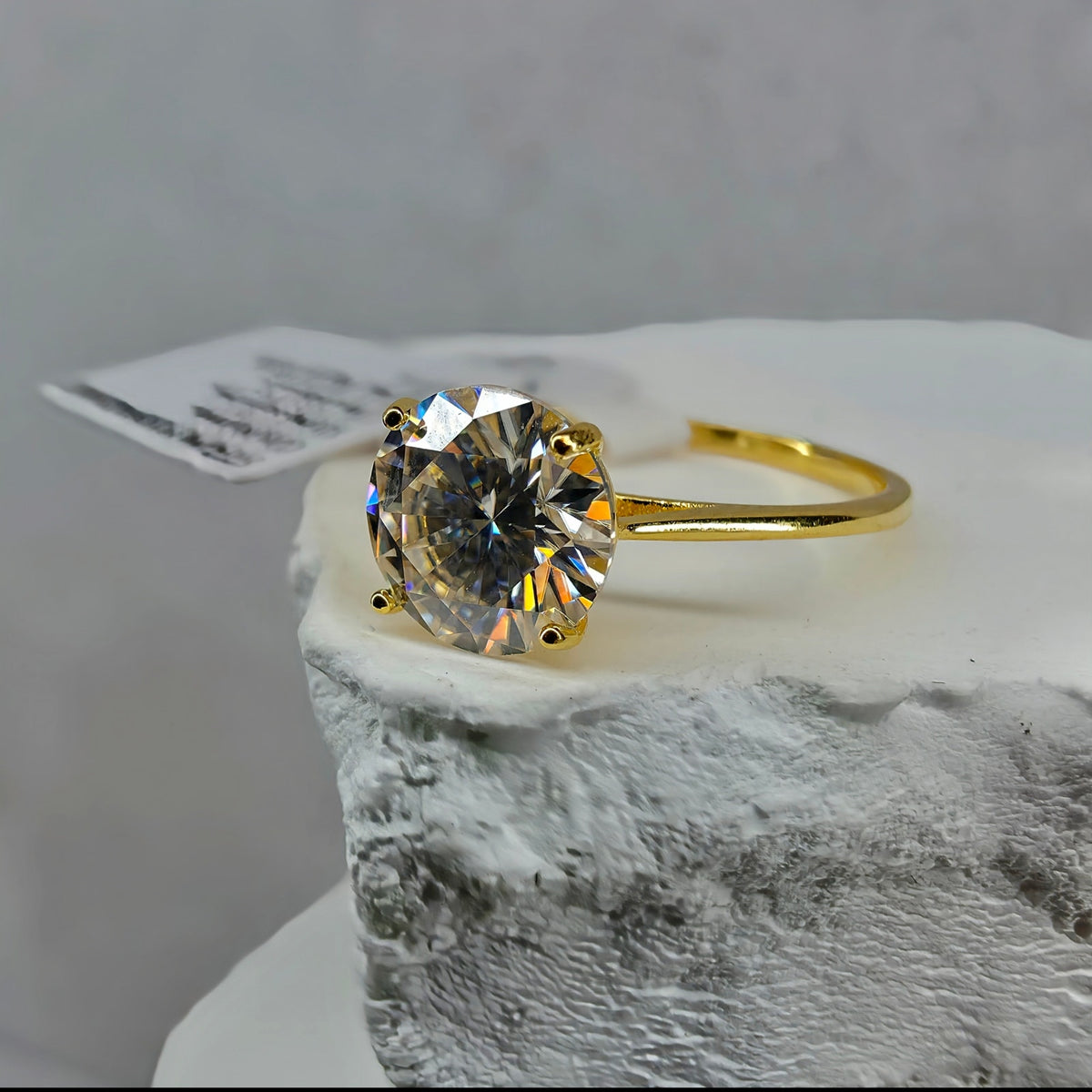 Size 5 or 6 1.2ct 7mm D VVS Moissanite Solitaire Ring Gold over 925 Silver