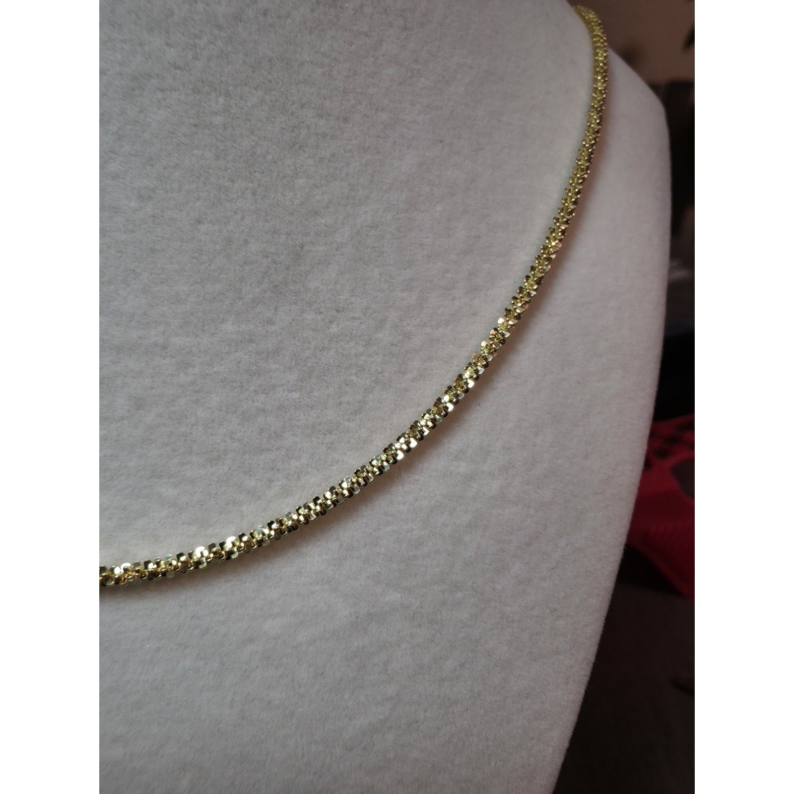 24" 2.4mm Twisted Rock Chain Gold over 925 Sterling Silver Italy