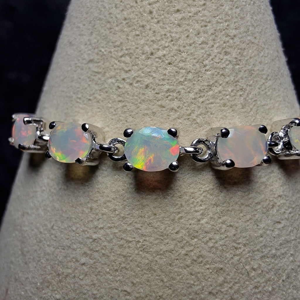 1.32 CTW Natural Ethiopian Opal Adjustable Bracelet in 925 Sterling Silver