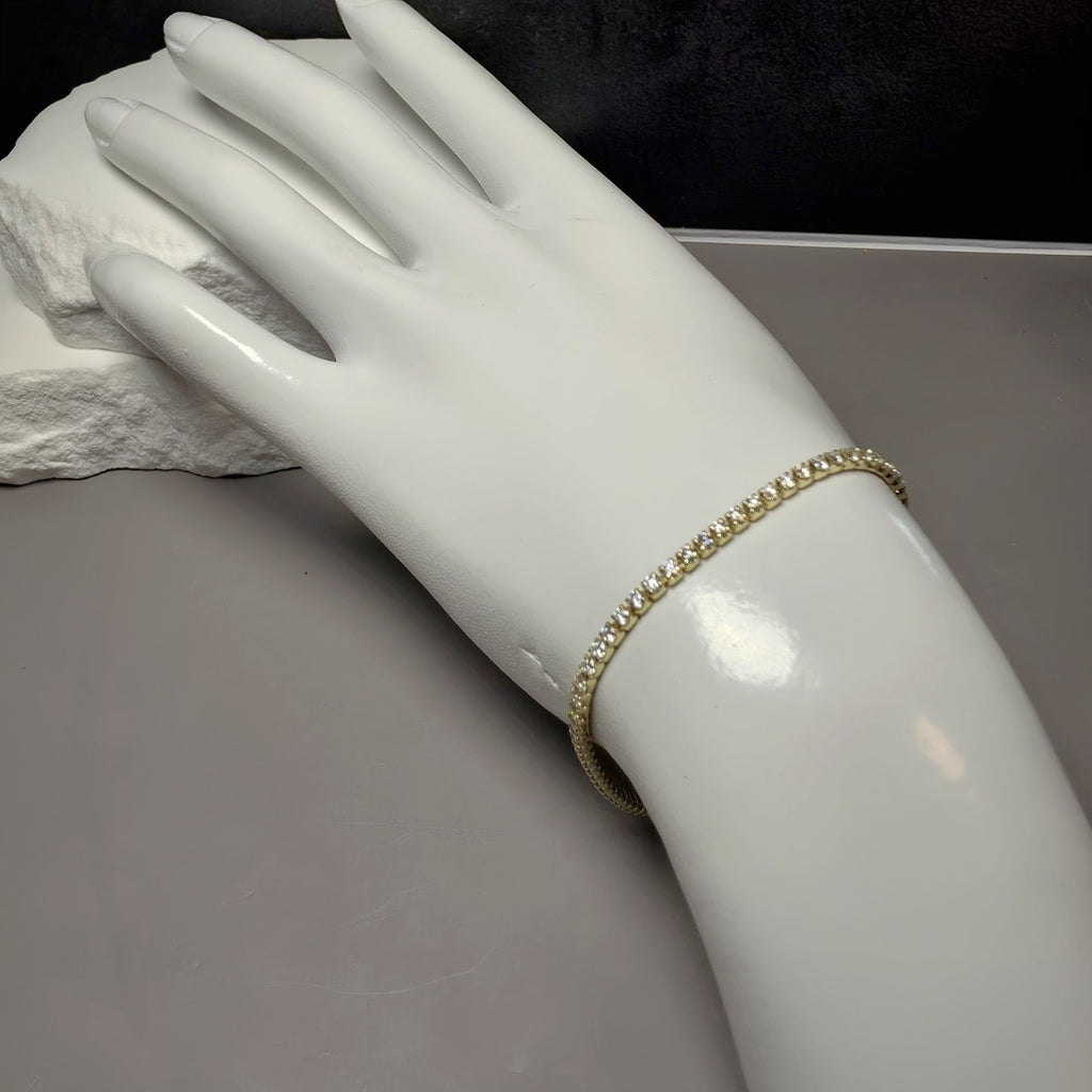 2.6ctw D VVS Moissanite Tennis Bracelet Gold Over 925 Sterling Silver 7" 2mm GRA