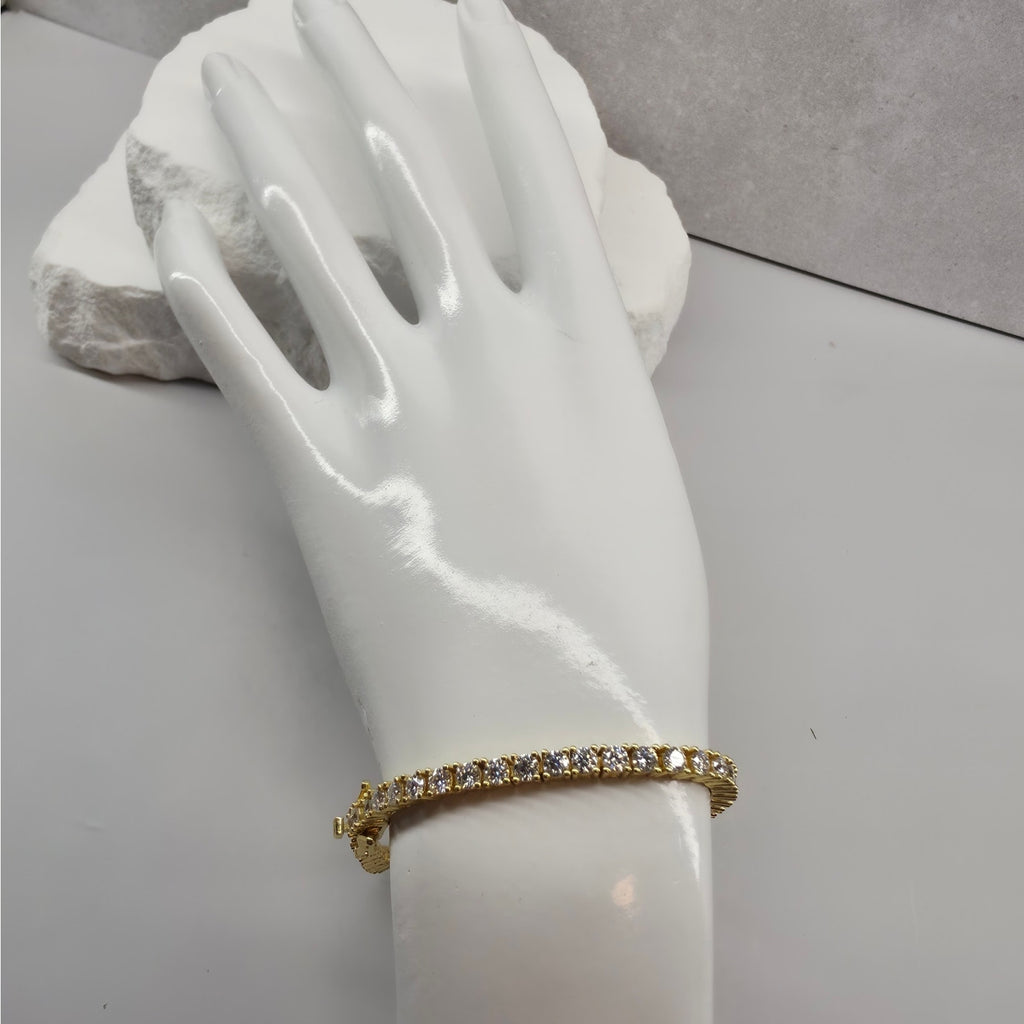 7.5" 3.5mm Moissanite Tennis Bracelet Gold Plated 925 Silver - GRA Certified