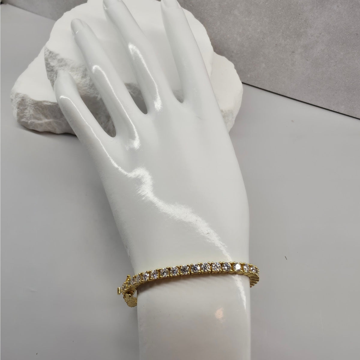 7.5" 3.5mm Moissanite Tennis Bracelet Gold Plated 925 Silver - GRA Certified
