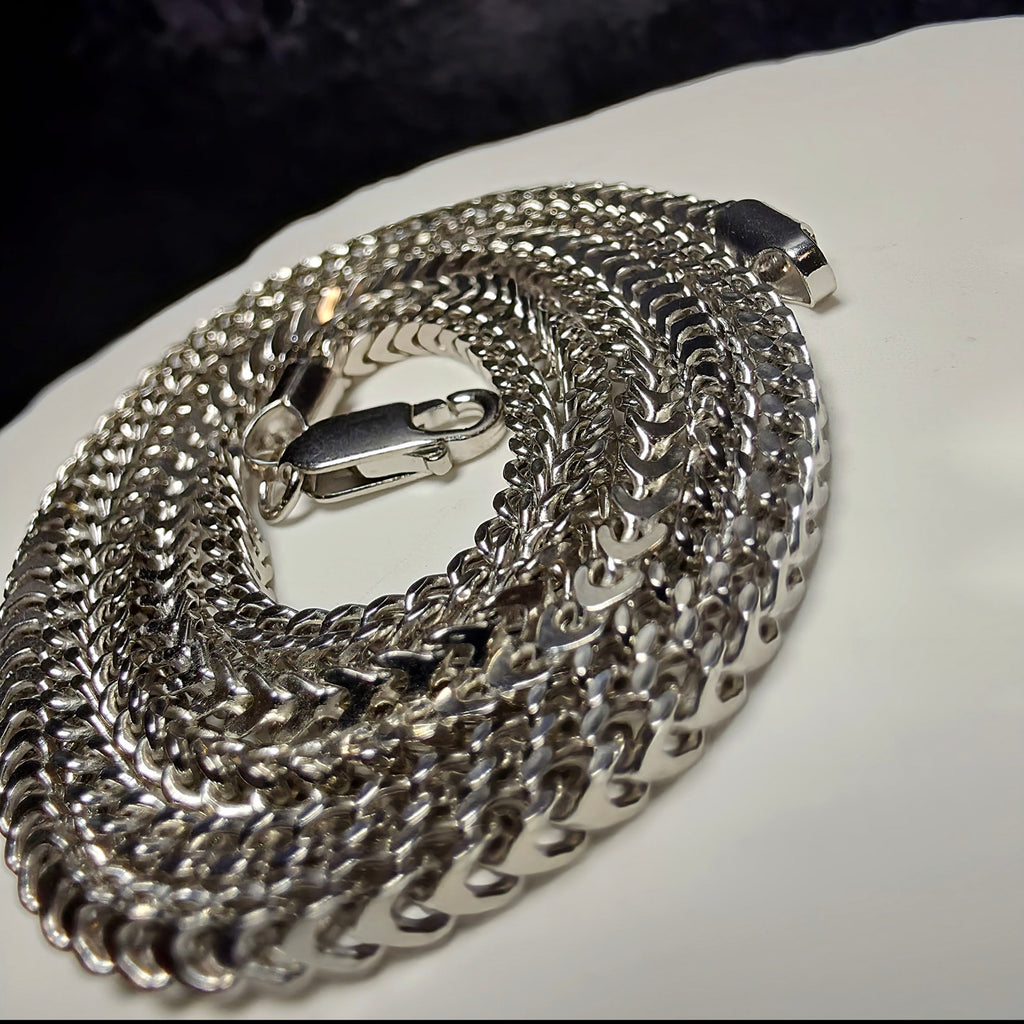 2.6mm Franco Chain in Solid 925 Sterling Silver w/Rhodium  – 24 Inch (8.87g)