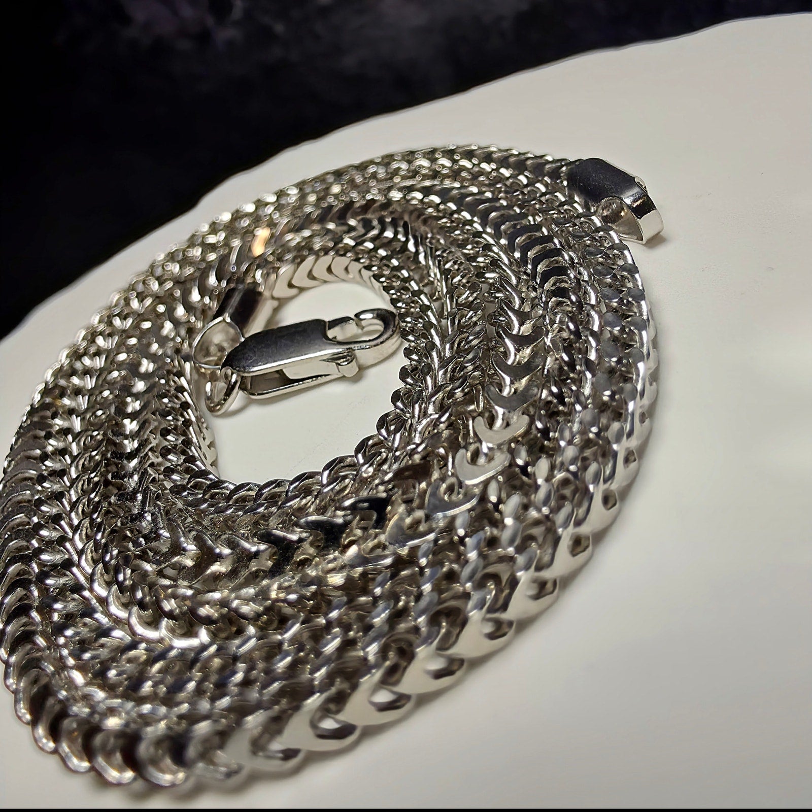 2.6mm Franco Chain in Solid 925 Sterling Silver w/Rhodium  – 24 Inch (8.87g)