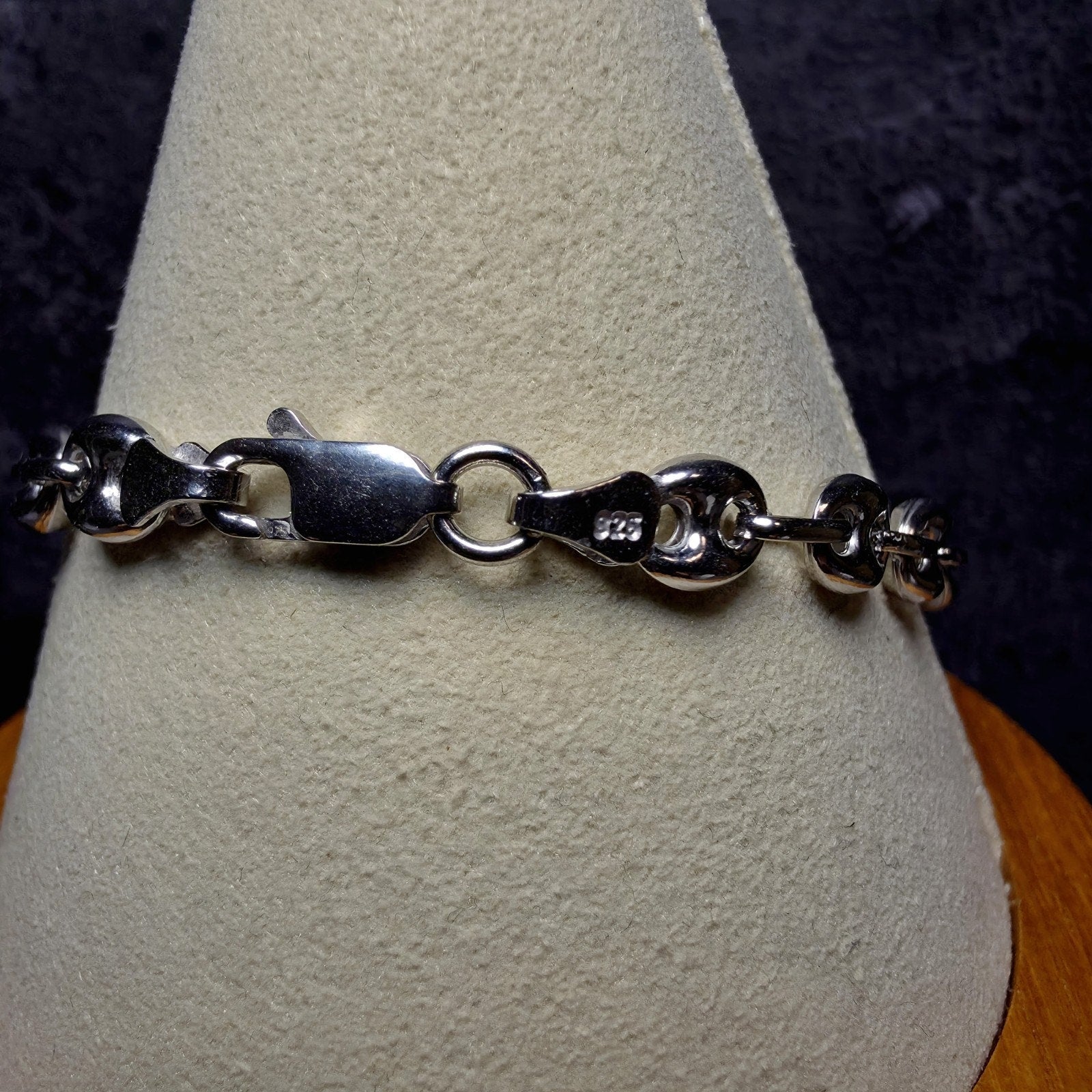 925 Sterling Silver 6.2mm Puffed Mariner Bracelet - 8 Inch, 8g