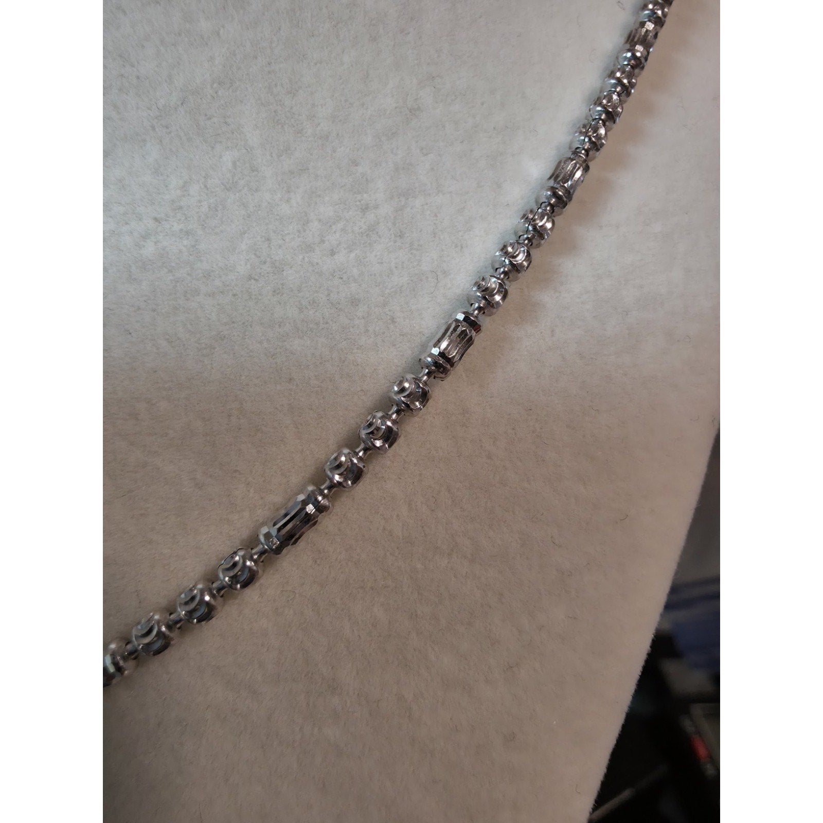 Station Barrel Chain 24" & 8" Braclet Combo 2.4mm 925 Silver w/Rhodium Finish