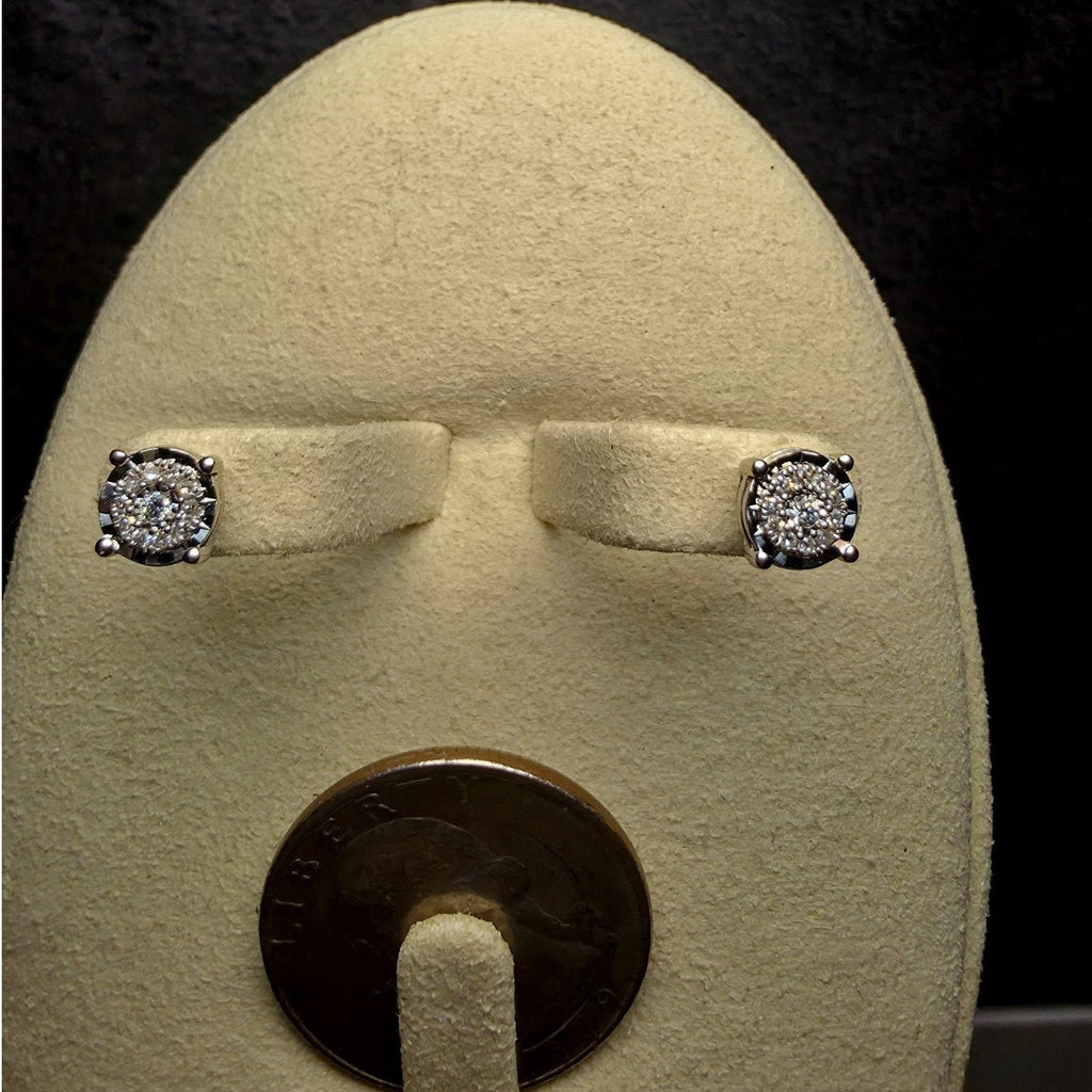 0.10ctw Diamond Cluster Halo Stud Earrings Lab Created 925 Sterling Silver...
