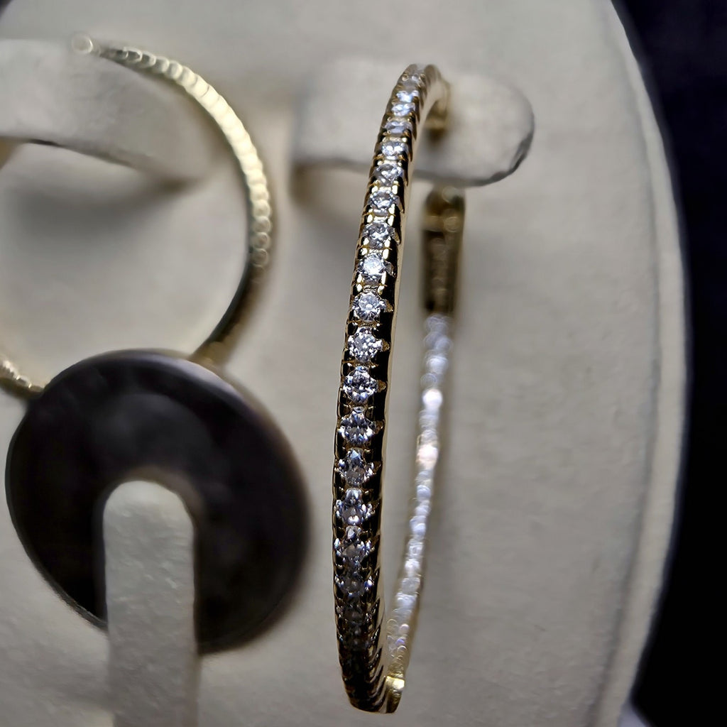 0.62 CTW Moissanite Inside-Out Hoop Earrings Gold Plated 925 Sterling Silver