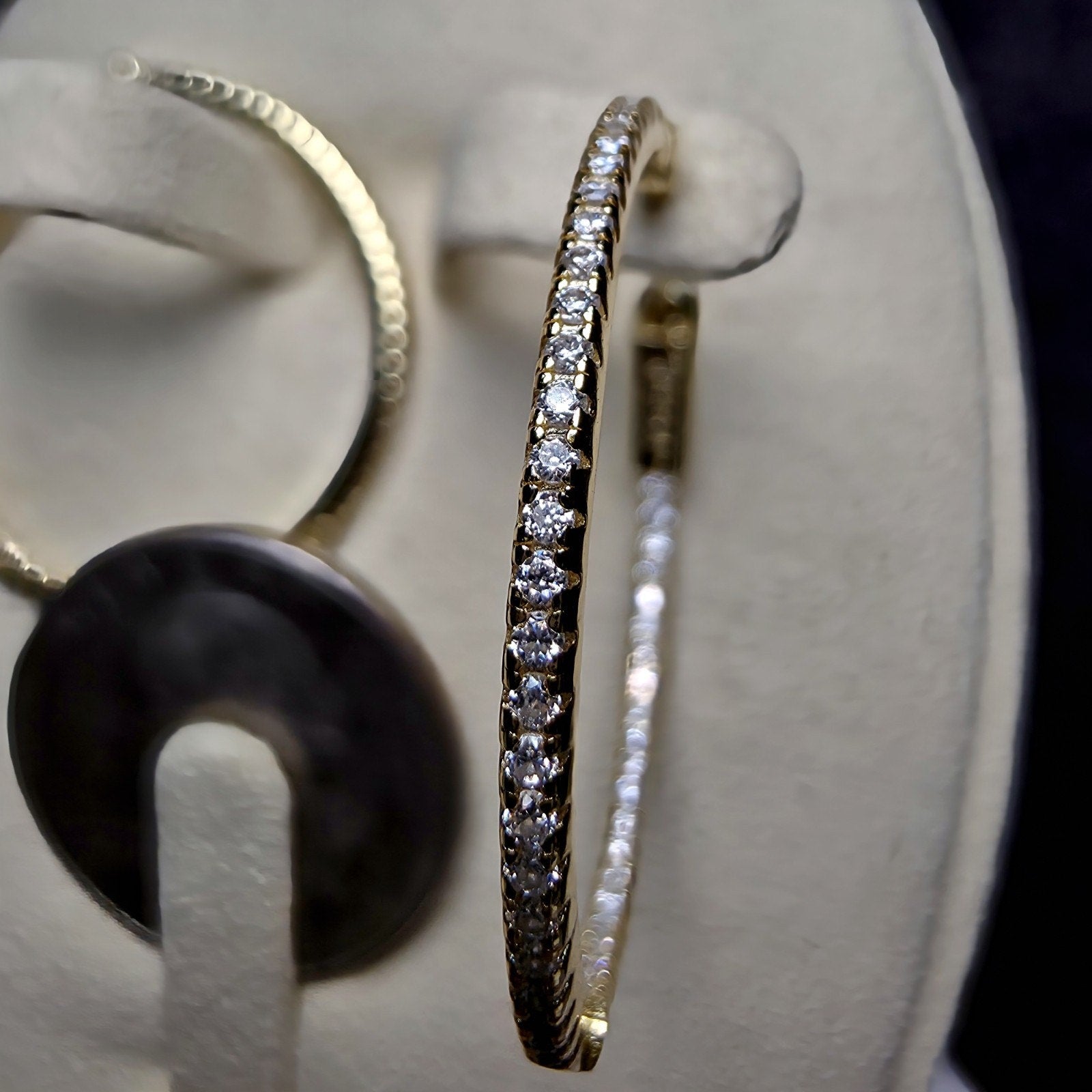 0.62 CTW Moissanite Inside-Out Hoop Earrings Gold Plated 925 Sterling Silver