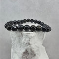 Grade A Natural Black Jade Beaded Stretch Bracelet – 8mm w/ Certificate (18.36g)