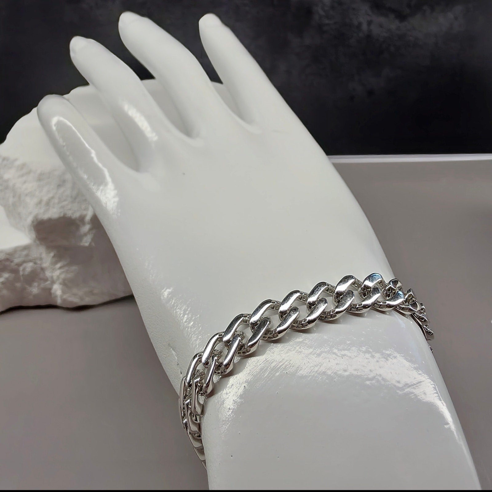 7" Hollow Monaco Cuban Bracelet – 6.8mm 925 Sterling Silver w/Rhodium Plating