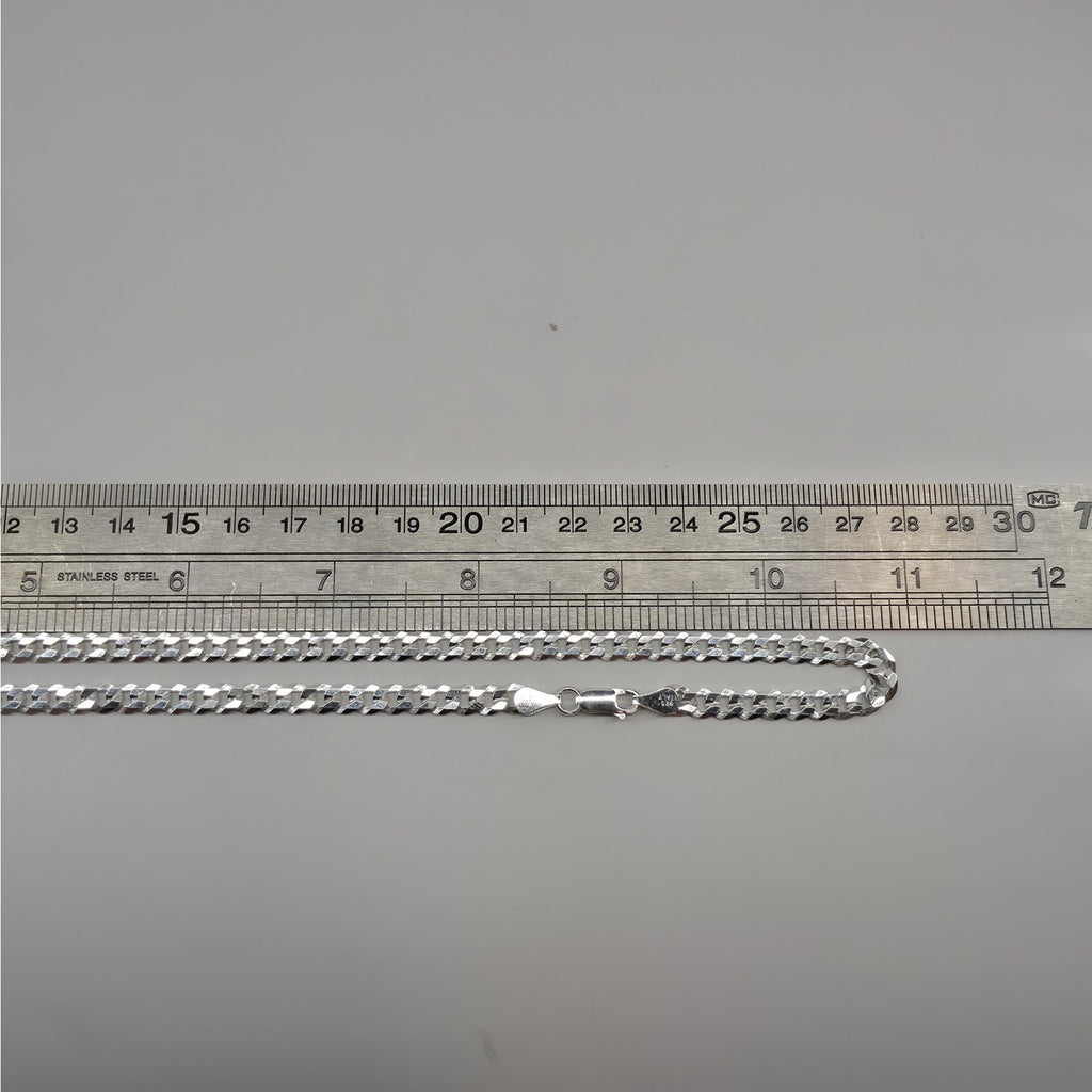 22" Flat Cuban Curb Chain 5.3mm 925 Sterling Silver 16g